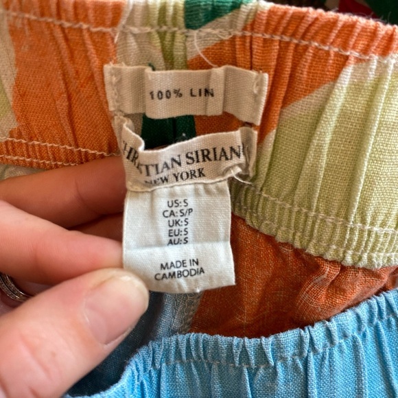 Christian Siriano 100% Linen Abstract Wide Leg Pants Colorful Pockets Medium - Picture 5 of 6